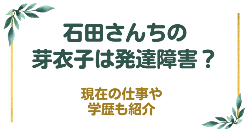 石田さんちの芽衣子は発達障害？現在の仕事や学歴も紹介